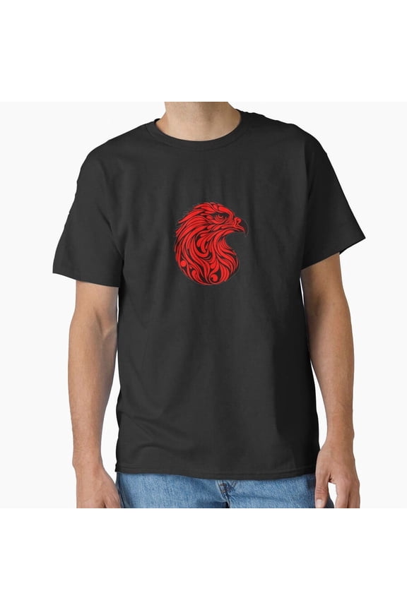 Eagle Face Red Vibe Summer Bold Winged Creature Graphic Art Unisex T-Shirt, up to size 5XL