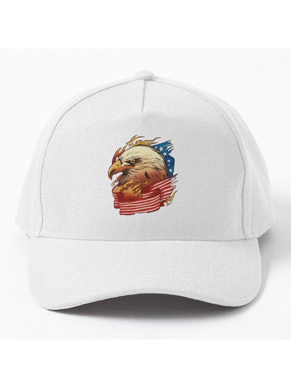 Eagle Fire Baseball Hat, Fourth of July US Flag American Bird Graphic Design, Classic Cap