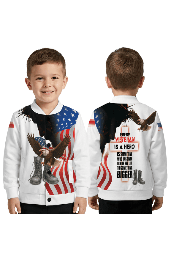 Eagle Flag Baseball Jacket, Inspirational Quote Baseball Jacket, Patriotic Eagle Art Baseball Jacket