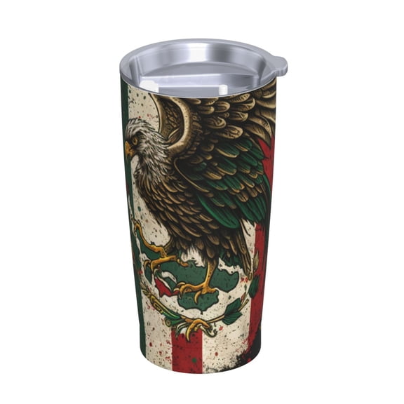 Eagle Flag Of Mexico Mexican Flags Stainless Steel Tumbler with Lid and Straw 20oz Vacuum Insulated Travel Mug for Hot & Cold Drinks Coffee Wine Water Cup