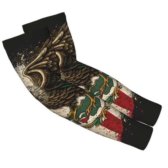 Eagle Flag Of Mexico Mexican Flags 2-Pack Adult Cooling Arm Sleeves, Seamless UV Sun Protection Breathable Ice-Silk Compression Arm Sleeve