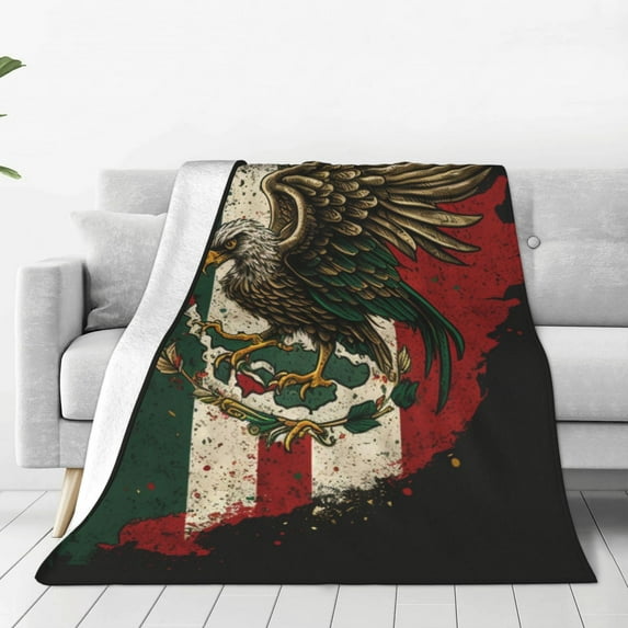 Eagle Flag Of Mexico Mexican Flags Flannel Fleece Throw Blanket Cozy Plush for Bedroom Living Room Bed Sofa Couch 50x40