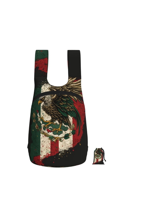 Eagle Flag Of Mexico Mexican Flags Foldable Storage Backpack Lightweight Packable Travel Daypack for Shopping Commuting Hiking