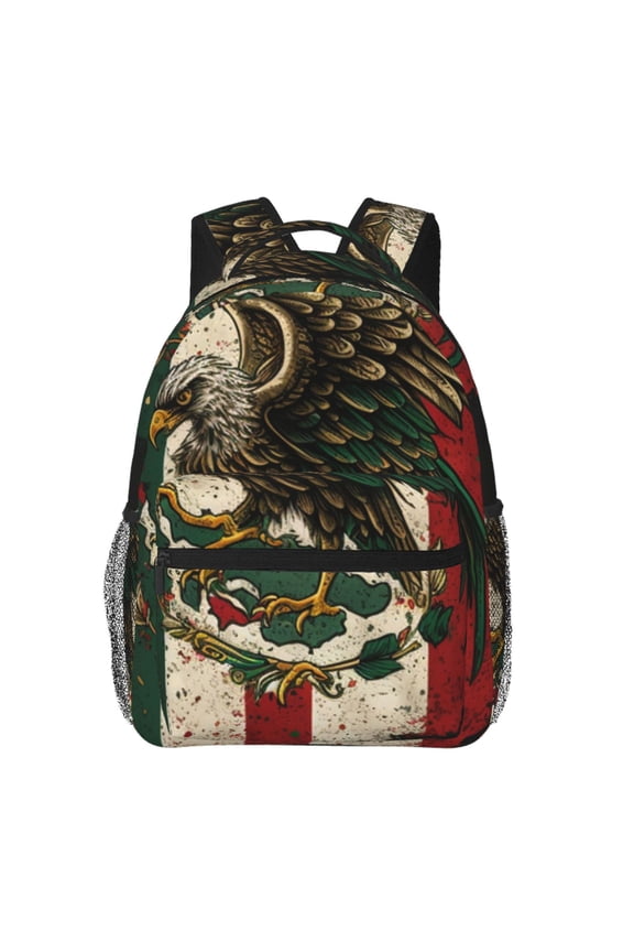 Eagle Flag Of Mexico Mexican Flags Laptop Backpack Travel Rucksack for Teens Adults, Fits 15-inch Notebook