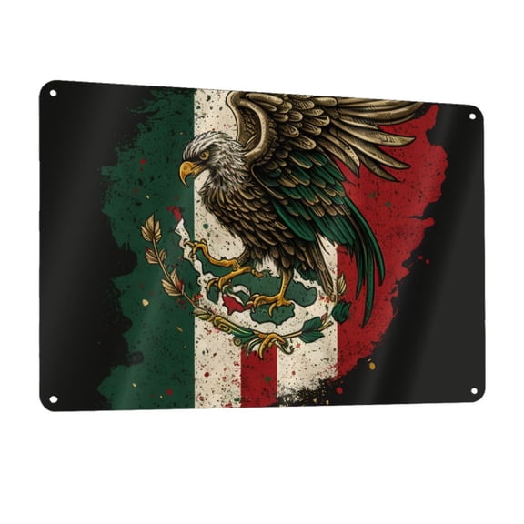 Eagle Flag Of Mexico Mexican Flags Metal Tin Sign Wall Decor for Home Bars Restaurants Cafes Store Pubs Sign Gift 12 X 8 Inch