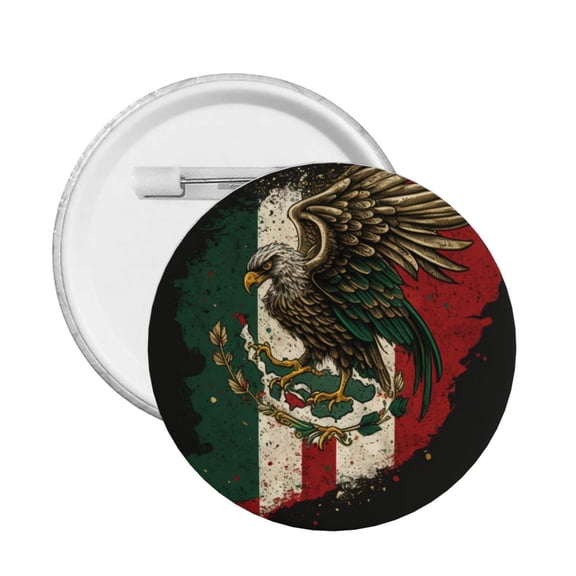 Eagle Flag Of Mexico Mexican Flags Round Button Pin Badge 5PCS Pinback Buttons Lapel Pin for Jacket, Backpack, Hat, Party Favor, Gift