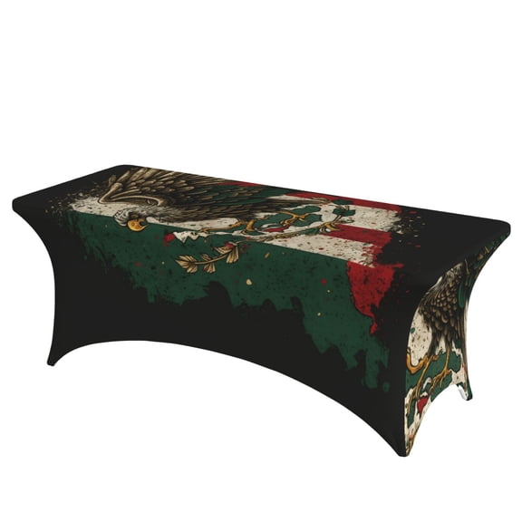 Eagle Flag Of Mexico Mexican Flags Stretch Rectangular Table Cover 6FT Elastic Fitted Tablecloth for Parties, Weddings, Banquets
