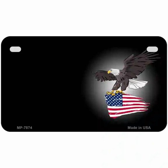 Eagle Flag Offset Metal Novelty License Plate 7" x 4" Motorcycle (MP)