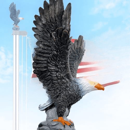 Eagle Flag Pole Topper Outdoor, Waterproof Hand Painted Lifelike Large Flying Eagle Statue, Eagle Topper for Flag Pole$$Garden & Patio
