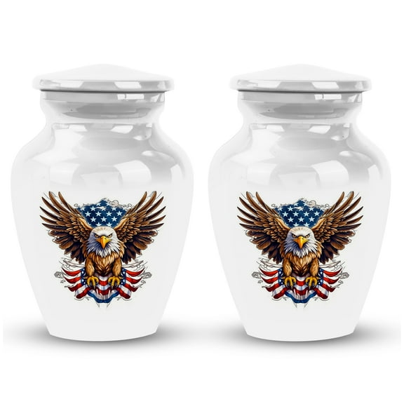 Eagle With Flag Urn For Ashes Mom & Dad - Mini Cremation Urn For Adult Ashes Male & Female - Burial Urns For Adult Human Ashes - Small Cremation Keepsake Urns For Ashes Set Of 2