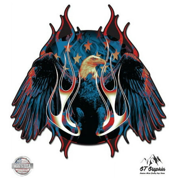 Eagle Flames - 12" Vinyl Sticker Waterproof Decal