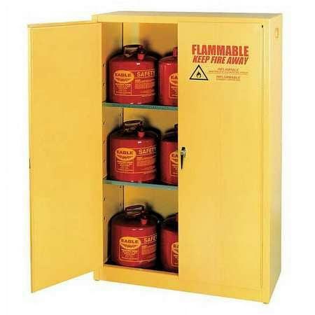 Flammable Liquid Storage, Manual-Closing Cabinet, 45 Gallon