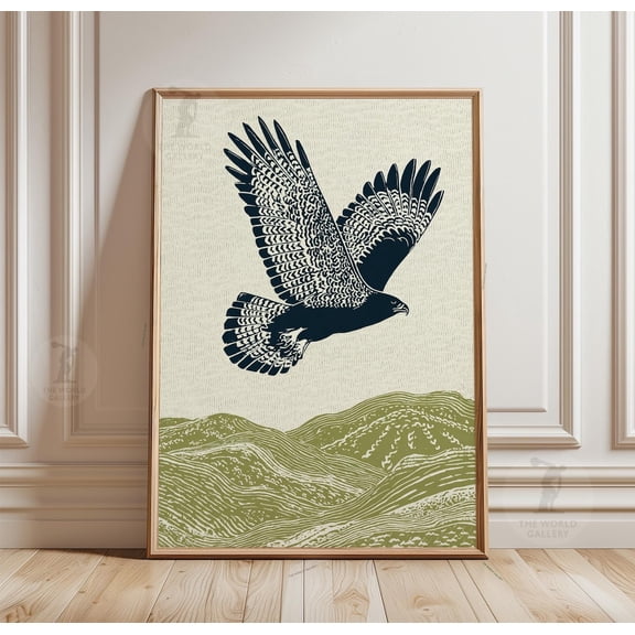 Eagle Flight Bird Mountain Landscape Vintage Poster Unframed Paper Print