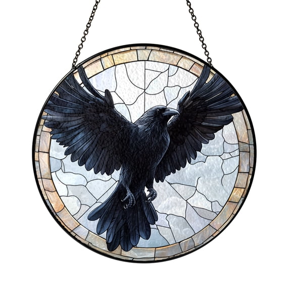 Eagle Flight Mountain Art Glass Style Decorative Window Hanging