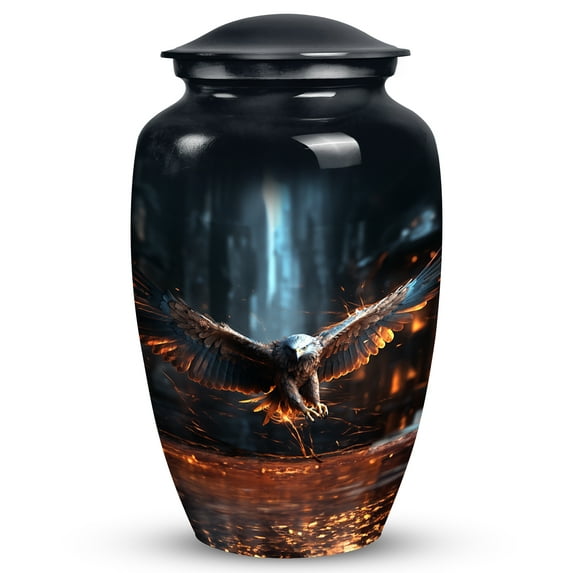 Eagle Fly In City Urn For Adult Ashes - Funeral Cremation Urns For Male & Female Remains - Decorative Urn For Human Ashes -Large Ashes Urns For Women & Men - Cremation Urn For Human Ashes