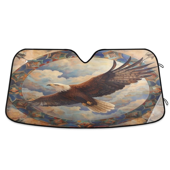 Eagle Fly in Sky Car Windshield Sun Shade Foldable Car Front Window Visor Heat and UV Protection 53x23.5