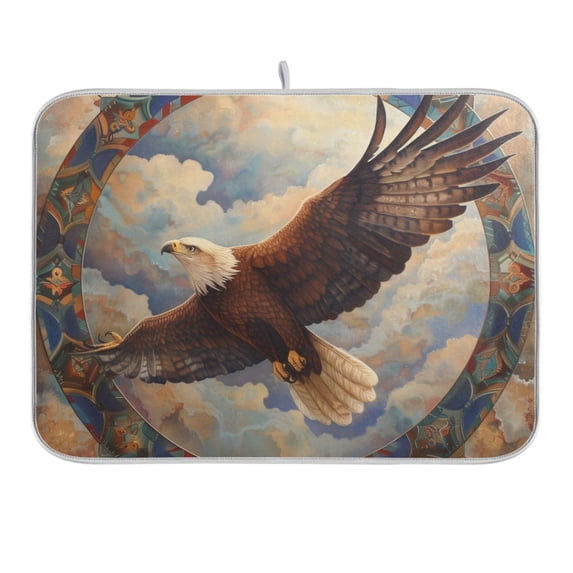Eagle Fly in Sky Dish Drying Mat 16x18 Absorbent Microfiber Draining Rack Pad for Kitchen Counter Sink
