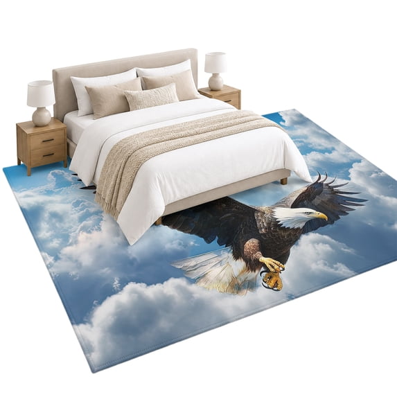 Eagle Flying Area Rug 6'x9', Clouds Wings Eagle Soft Mat Non-Slip ...