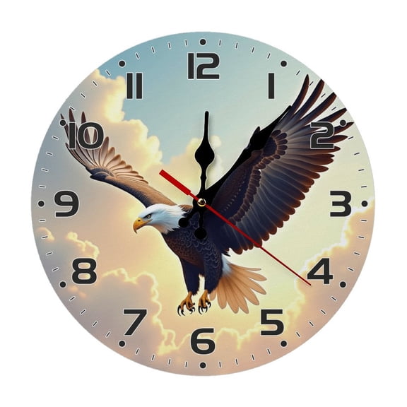 Eagle Flying Bird Wall Clock 10 Inch Silent Non Ticking Round Clock Decoration for Living Room Kitchen Bedroom Bathroom Office Classroom