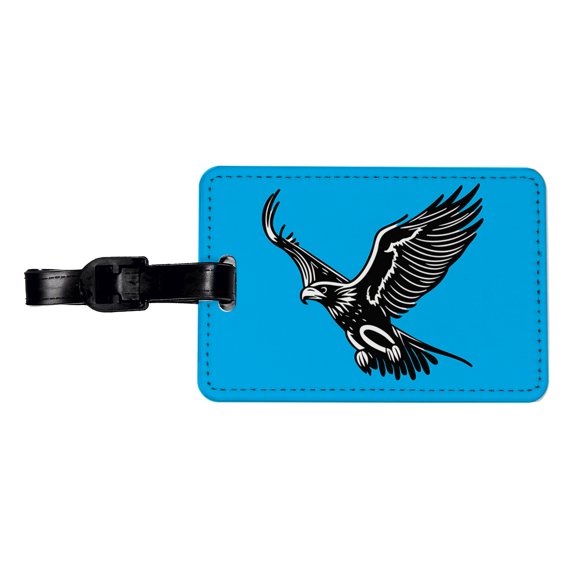 Eagle Flying Black White Faux Leather Travel Luggage Tag