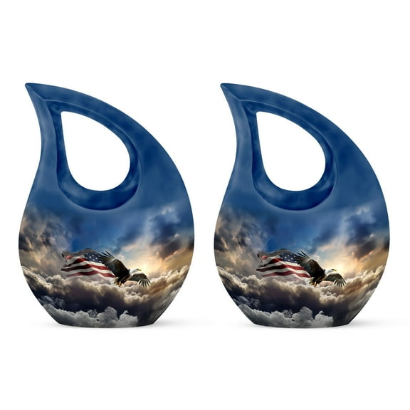 Eagle Flying with Flag Urn for Ashes Mom & Dad - Burial Urns for Adult Human Ashes - Mini Cremation Urn for Adult Ashes Male & Female - Small Cremation Keepsake Urns for Ashes Set of 2