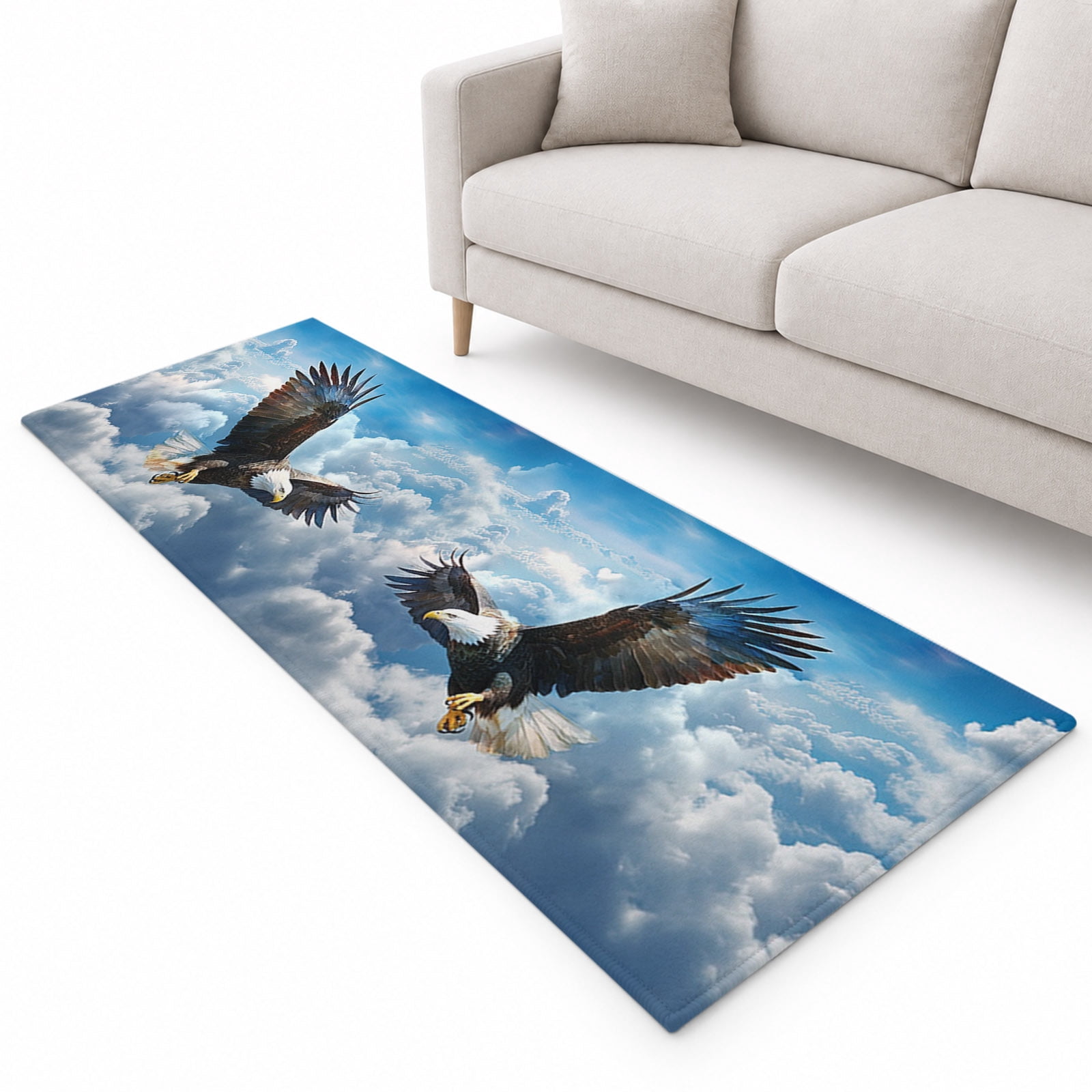 Eagle Flying Runner Rug 2'x6', Clouds Wings Eagle Soft Mat Non-Slip ...