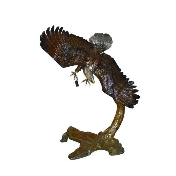 Eagle Flying To The Right Bronze Statue  -  Size: 22"L x 63"W x 67"H.