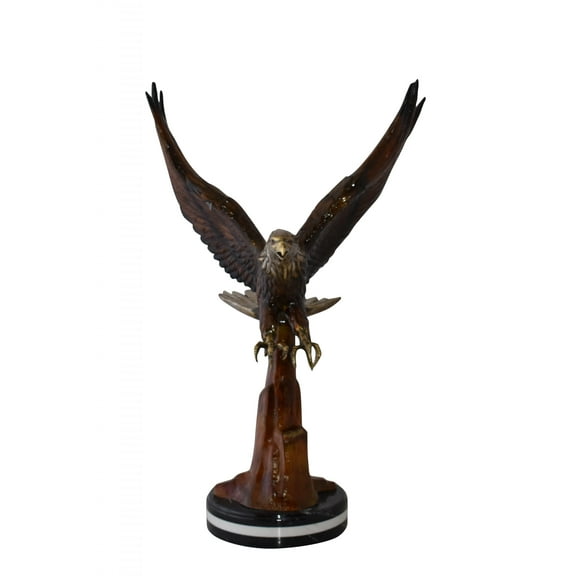 Eagle Flying and Looking Forward Bronze Statue Size: 29" x 17" x 28"H