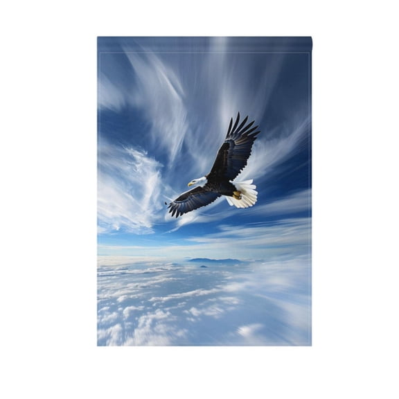 Eagle Flying in Blue Sky Garden Flag House Banner 12" x 18" Double Sided Outdoor Yard Decoration