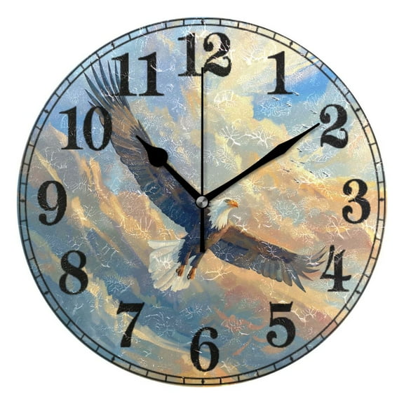 Eagle Flying in Sky Silent Wall Clock 10" Non-Ticking Battery Clock