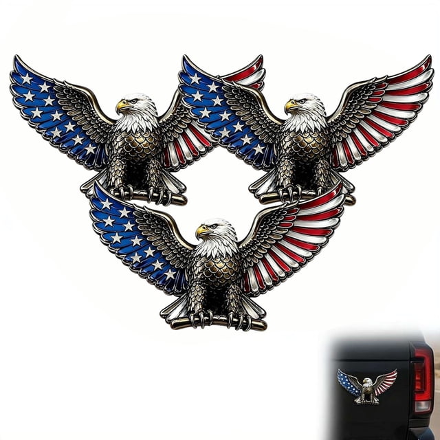 Learner Sticker Sign Eagle of Freedom Patriotic Badge, 3D Metal Car Emblem with Bald Eagle ...