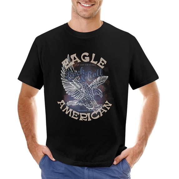 Eagle Freedom Vintage American Vintage T-shirt Mens Cotton Classic Crewneck Short Sleeve Tees Unisex Black XL