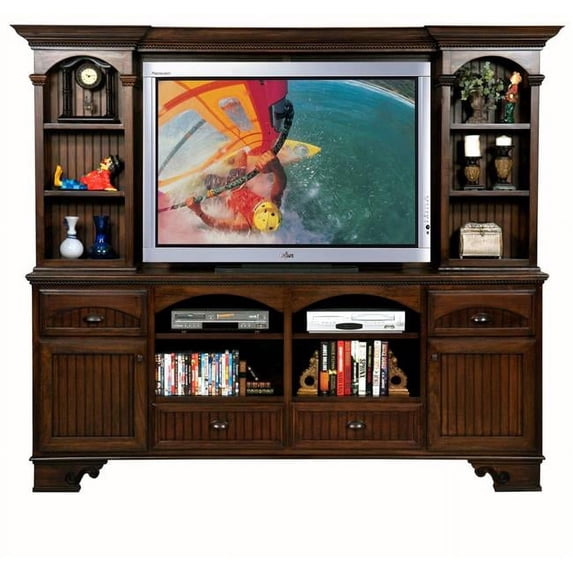 Eagle Furniture 11560NGAS-16089WPAS American Premiere 90 in. Entertainment Console & Hutch with 60 in. Opening, Autumn Sage