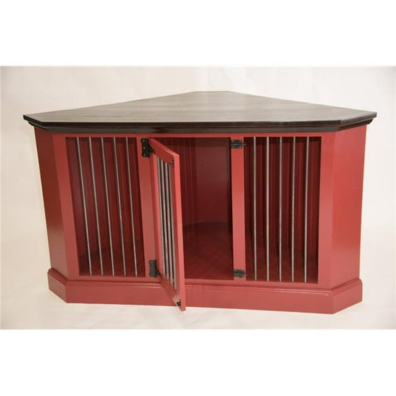 Eagle Furniture K9MC-333158-IVCR Cozy K-9 Medium Corner Dog Crate Credenza, European Ivory - Caribbean Rum Finish