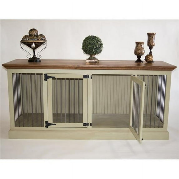 Eagle Furniture K9MD-352576-PRHG Cozy K-9 Medium Double Wide Dog Crate Credenza without Divider, Persimmon Red - Havana Gold Finish