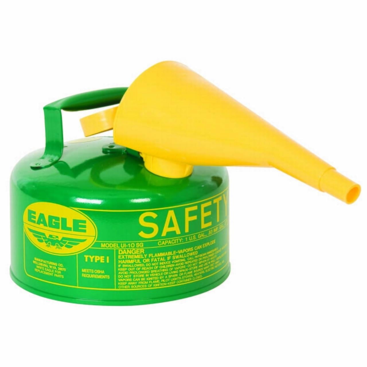 Eagle Gasket And Packing UI10FSG 1 Gal. Metal Green (Oils or Combustibles) w/F15 Funnel