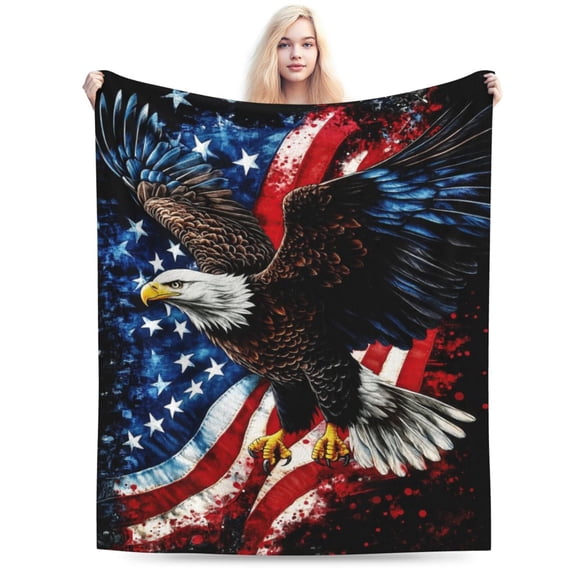 Eagle Gifts Blanket American Flag Throw Blanket | Flannel Eagle American Flag Blanket Gifts for Men Dad Veterans Patriotic Birthday 50x40