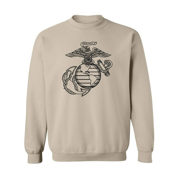 Eagle Globe & Anchor Military Style Crewneck Sweatshirt in Sand