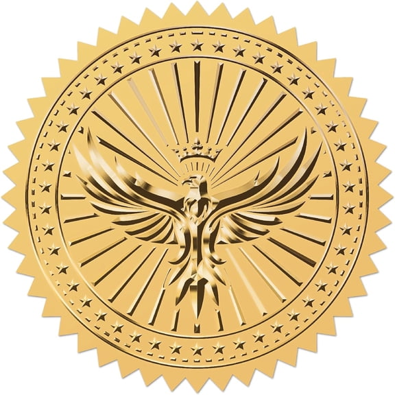 Eagle Gold Foil Certificates Embossed Stickers 2 Self Adhesive Envelopes Seals Round Embossing Labels for Award Wedding Invitation Graduation Corporate Diplomas Gift Wrapping Decor