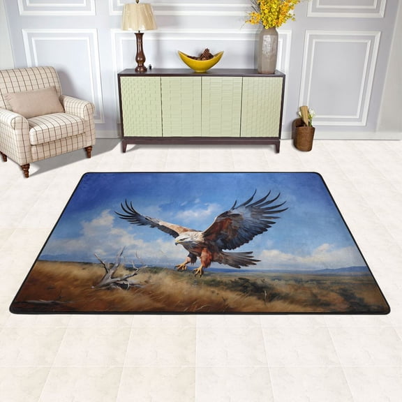 Eagle Grass and Sky Area Rug Washable 72 x 48 Floor Carpet Mat Non Slip for Bedroom Living Room Kids Room Home Decor