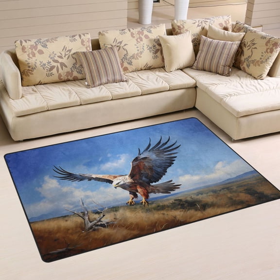 Eagle Grass and Sky Area Rug Washable Floor Carpet Mat 60 x 39 inch for Bedroom Living Room Kids Room Home Decor