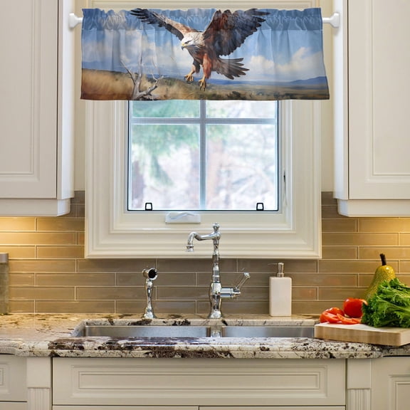 Eagle Grass and Sky Curtain Valances Farmhouse Design Window Treatment Decor Blackout Rod Pocket for Windows Living Room Kitchen 54" x 18"