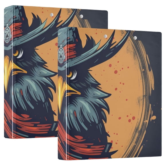 Eagle Hat Circle 3 Ring Binders 1.5 inch Hardcover File Folders with Interior Pockets A4 Size Organizer for School Office Hospital