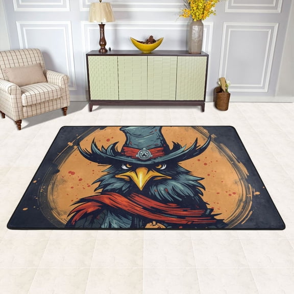 Eagle Hat Circle Area Rug Washable 72 x 48 Floor Carpet Mat Non Slip for Bedroom Living Room Kids Room Home Decor