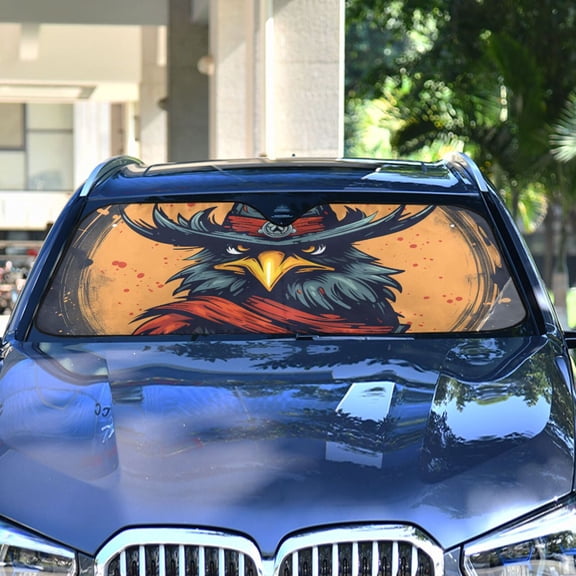 Eagle Hat Circle Automotive Front Car Windshield Sun Shade Reflector Foldable for Front Fit for Cars Truck SUVs