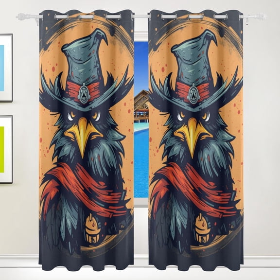 Eagle Hat Circle Black Out Curtains 84 Inch Length for Bedroom Living Room Windows 2 Panels Set