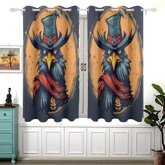 Eagle Hat Circle Black Out Curtains Aesthetic for Bedroom Living Room Sliding Glass Doors Kitchen Windows 2 panels set