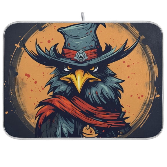 Eagle Hat Circle Dish Drying Mat Dish Drainer Rack Mats Water Absorbent Non-Slip Easy Clean Heat Resistant for Kitchen Counter