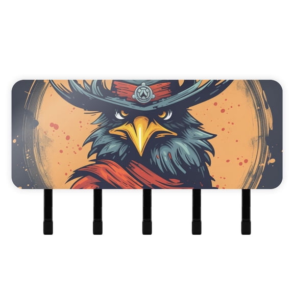 Eagle Hat Circle Mail Holder Organizer Wall Mount with Shelf Key Holder Key Rack with 5 Key Hooks for Wall Decorative