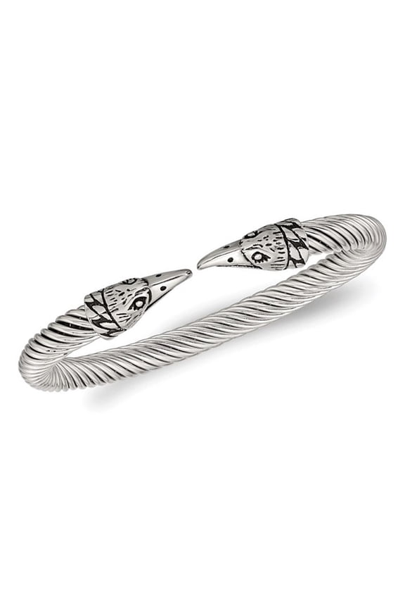 Gem & Harmony Eagle Head Cuff Bangle Bracelet in Stainless Steel for Women